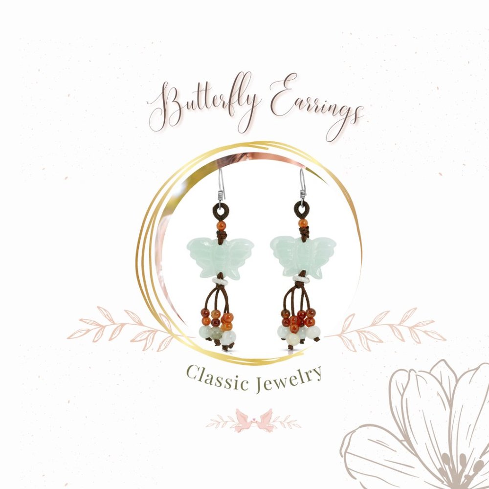 Magnificent Butterfly Handmade Jade Earrings